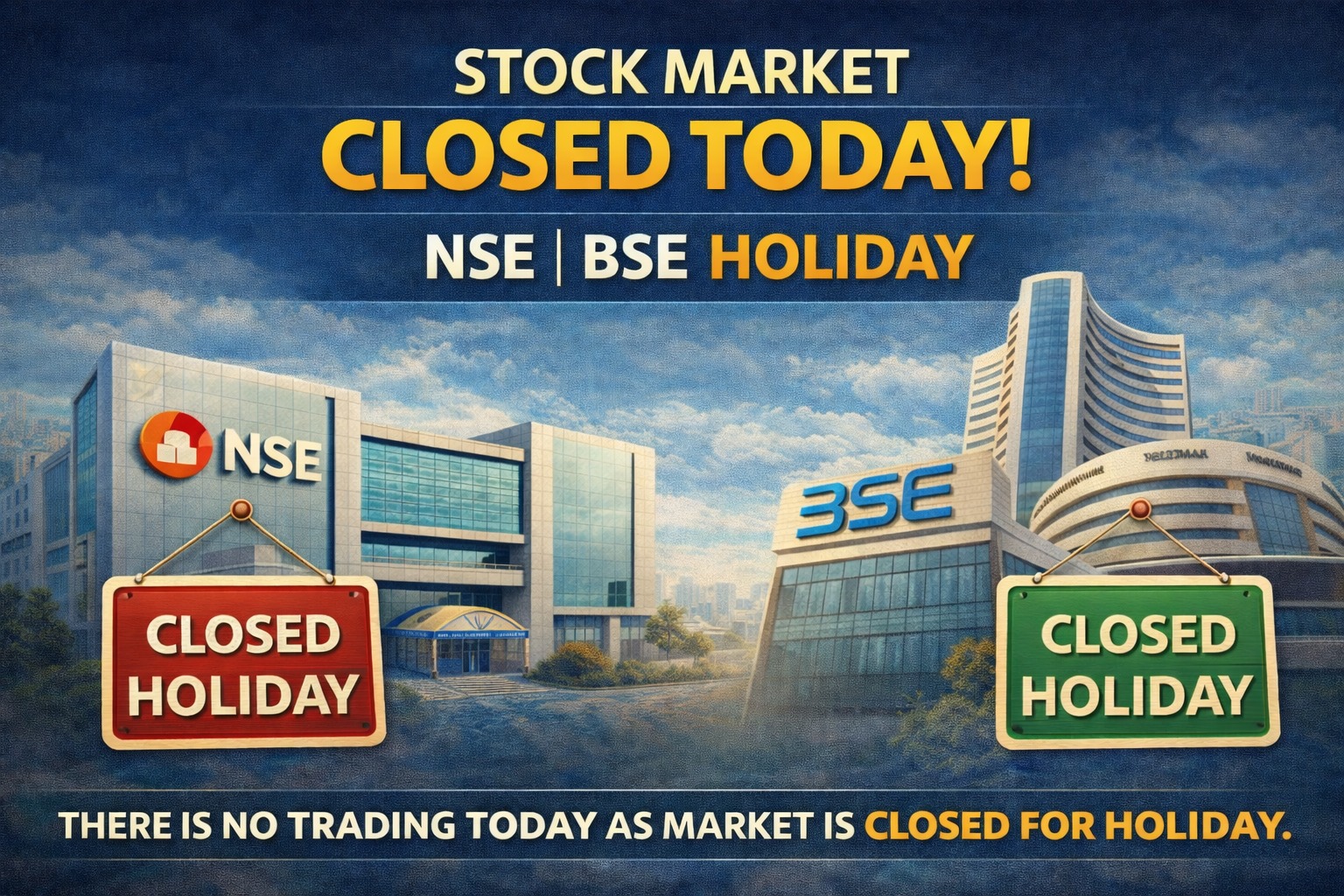 stock market closed today India NSE BSE holiday infographic